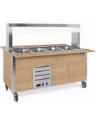 Carrello armadiato buffet termico con parafiato fisso - 6x1/1 GN - colore Rovere - cm 226x68x144h