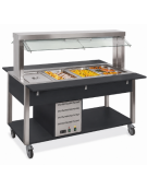 Carrello buffet termico 6xGN1/1 colore Nero, con parafiato mobile - illuminazione a LED - cm 226x68x144h