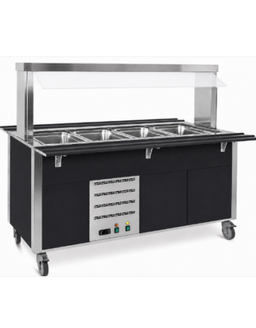 Carrello armadiato buffet termico con parafiato fisso - 6x1/1 GN - colore Nero - cm 226x68x144h