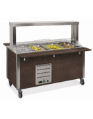 Carrello buffet termico armadiato 6xGN1/1 - colore Wengè - con parafiato mobile e LED - cm 226x68x144h