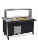 Carrello buffet termico armadiato 6xGN1/1 - colore Nero - con parafiato mobile e LED - cm 226x68x144h