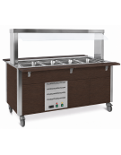 Carrello armadiato buffet termico con parafiato fisso - 4x1/1 GN - colore Wengè - cm 161x68x144h