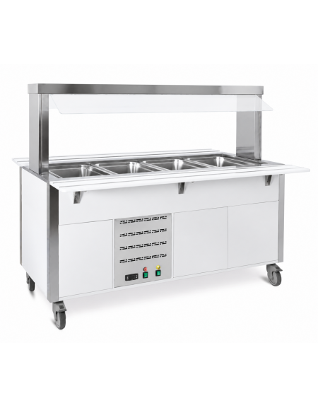 Carrello armadiato buffet termico con parafiato fisso - 4x1/1 GN - colore RAL a scelta - cm 161x68x144h