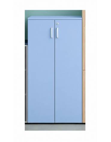 ARMADIO CONTENITORE ALTO IN LEGNO 2 ANTE - N° 4+1 RIPIANI - CM 90X45X194,7H - COLORI VERDE O BLU - CONFORME AI CAM