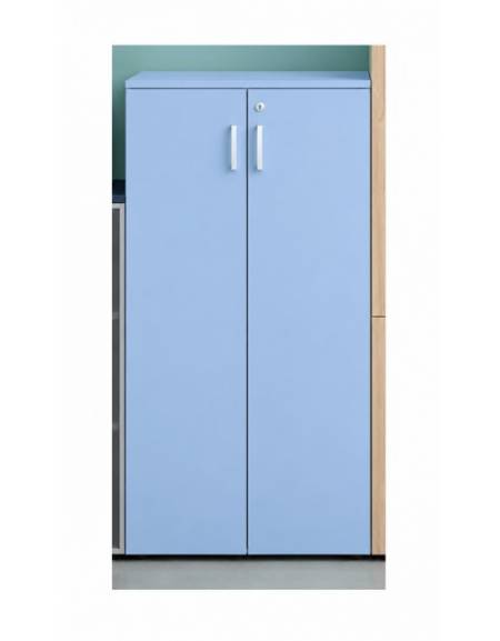 ARMADIO CONTENITORE ALTO IN LEGNO 2 ANTE - N° 4+1 RIPIANI - CM 90X45X194,7H - COLORI VERDE O BLU - CONFORME AI CAM