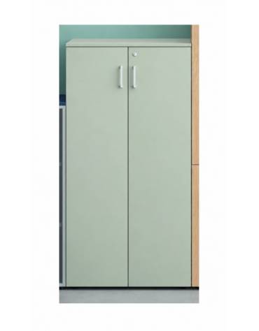 ARMADIO CONTENITORE ALTO IN LEGNO 2 ANTE - N° 4+1 RIPIANI - CM 90X45X194,7H - COLORI VERDE O BLU - CONFORME AI CAM