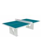Tavolo da ping pong regolamentare in cemento bianco - Per uso esterno - rete in acciaio verniciato - Piano verde o blu - CAM