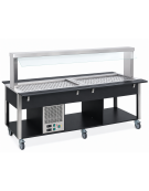 Carrello buffet misto freddo/caldo, parafiato fisso - 4 vani GN1/1 (2 caldi + 2 freddi) - colore Nero - cm 161x68x144h