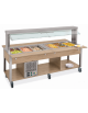 Carrello buffet misti freddo/caldo 5xGN1/1 (3 caldi + 2 freddi) con parafiato mobile - colore Rovere - cm 193x68x144h