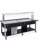 Carrello buffet misto freddo/caldo, parafiato fisso - 5 vani GN1/1 (3 caldi + 2 freddi) - colore Nero - cm 193x68x144h