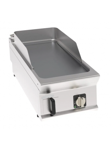 Fry top elettrico da banco inox, piastra singola cromata liscia spazzolata - tecnologia evenheat - cm 40x90x28h