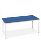 TAVOLO MENSA MULTIUSO RETTANGOLARE, STRUTTURA METALLICA TONDA Ø MM 40 ,PIANO SUPERIORE IN LEGNO cm. 200x80x76h