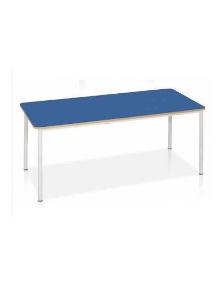 TAVOLO MENSA MULTIUSO RETTANGOLARE, STRUTTURA METALLICA TONDA Ø MM 40 ,PIANO SUPERIORE IN LEGNO cm. 200x80x76h