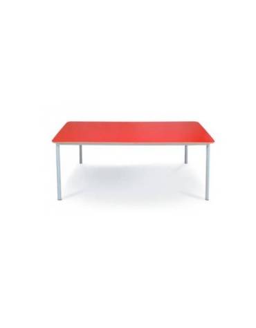 TAVOLO MENSA MULTIUSO RETTANGOLARE, STRUTTURA METALLICA TONDA Ø MM 40 ,PIANO SUPERIORE IN LEGNO cm. 200x80x76h