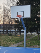 Impianto basket monotubolare in acciaio zincato da interrare, tabelloni in fibra di vetro laminata - sbalzo cm 225