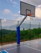 Impianto monotubolare con tabelloni in fibra di vetro laminata - sbalzo 165 cm - fissaggio con piastra