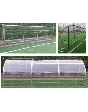 Panchina mod. Standard 1 mt/l in acciaio inox AISI 304, copertura policarbonato trasparente - 2 posti  in PP blu