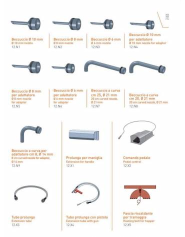 Dosatrice riempitrice manuale per cornetti con stantuffo in acciaio inox. Tramoggia da 7 lt.