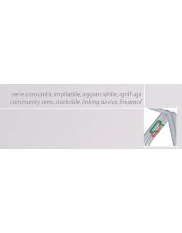 Sedia in polipropilene per comunita' attesa impilabile ed agganciabile - struttura in acciaio cromato Ø 18 mm