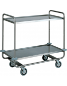Carrello di servizio in acciaio inox con 2 piani stampati in forma di vassoio cm 110x70x100h - Portata kg 150