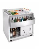 BANCO POSTAZIONE COCKTAIL STATION PER BAR IN ACCIAIO INOX AISI 304 - N° 4 RUOTE ( 2 CON FRENO ) - CM. 75X70X83H