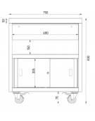 BANCO POSTAZIONE COCKTAIL STATION PER BAR IN ACCIAIO INOX AISI 304 - N° 4 RUOTE ( 2 CON FRENO ) - CM. 75X70X83H