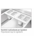BANCO POSTAZIONE COCKTAIL STATION PER BAR IN ACCIAIO INOX AISI 304 - CON VASCA GHIAGGIO -N° 4 RUOTE ( 2 CON FRENO ) - CM 125X70X