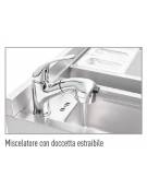 BANCO POSTAZIONE COCKTAIL STATION PER BAR INOX AISI 304 CON  LAVELLO INTEGRATO  DOCCETTA ESTRAIBILE - CM 150X70X83H