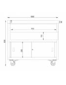 BANCO POSTAZIONE COCKTAIL STATION PER BAR INOX AISI 304 CON  LAVELLO INTEGRATO  DOCCETTA ESTRAIBILE - CM 100X70X83H