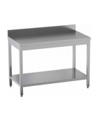 Tavolo da lavoro in acciaio inox AISI 304 con alzatina e ripiano inferiore - cm 60x70x95h