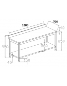 Tavolo da lavoro in acciaio inox AISI 304 con alzatina e ripiano inferiore - cm 120x70x95h