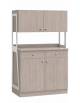 Mobile di servizio in legno 2 cassetti + 2 sportelli + 2 pensili - colore Cenere - Dimensioni cm 92x48x153h