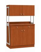Mobile di servizio in legno 2 cassetti + 2 sportelli + 2 pensili - colore Noce - Dimensioni cm 92x48x153h