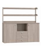 Mobile di servizio da sala alto 3 cassetti + 2 sportelli - colore Cenere - cm 136x48x155h