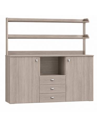 Mobile di servizio da sala alto 3 cassetti + 2 sportelli - colore Cenere - cm 136x48x155h