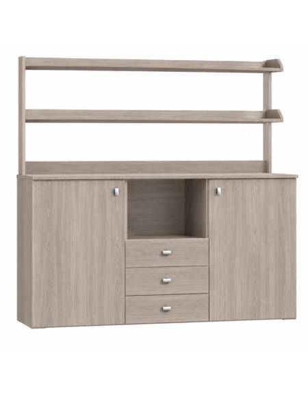 Mobile di servizio da sala alto 3 cassetti + 2 sportelli - colore Cenere - cm 136x48x155h