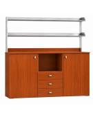 Mobile di servizio da sala alto 3 cassetti + 2 sportelli - colore Noce - cm 136x48x155h