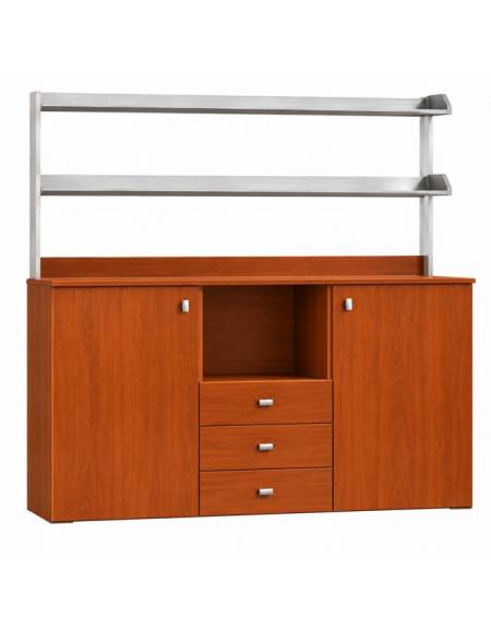 Mobile di servizio da sala alto 3 cassetti + 2 sportelli - colore Noce - cm 136x48x155h