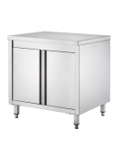 Tavolo da lavoro armadiato in acciaio inox AISI 304 con porte a battenti - Dimensioni cm 60x60x85h