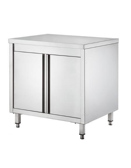 Tavolo da lavoro armadiato in acciaio inox AISI 304 con porte a battenti - Dimensioni cm 60x60x85h