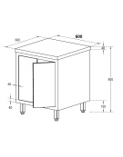 Tavolo da lavoro armadiato in acciaio inox AISI 304 con porte a battenti - Dimensioni cm 60x60x85h