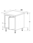 Tavolo da lavoro armadiato in acciaio inox AISI 304 con porte a battenti - Dimensioni cm 80x60x85h