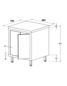 Tavolo da lavoro armadiato in acciaio inox con porte a battenti - piano in acciaio AISI 304 - cm 80x70x85h