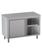 Tavolo da lavoro armadiato in acciaio inox con porte scorrevoli - piano lavoro in acciaio AISI 304 - cm 200x70x85h