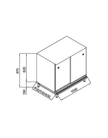 Retrobanco neutro bar con top inox incluso - Struttura ed antine in legno -Predisposizione per appoggio pedana - cm 100x40x100/1