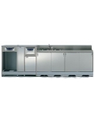 Retrobanco neutro bar con antine inox - Struttura inox -TOP ESCLUSO - Predisposizione per appoggio pedana - cm 150x40x97h