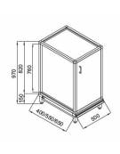 Retrobanco neutro bar - TOP INOX ESCLUSO-Struttura ed antina in legno-Predisposizione per appoggio pedana - cm 50x40x97h