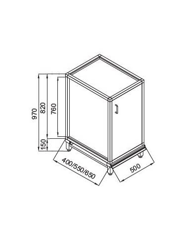 Retrobanco neutro bar - TOP INOX ESCLUSO-Struttura ed antina in legno-Predisposizione per appoggio pedana - cm 50x40x97h