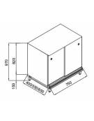 Retrobanco neutro bar - TOP INOX ESCLUSO-Struttura ed antine in legno-Predisposizione per appoggio pedana - cm 75x40x97h