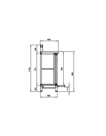 Retrobanco neutro bar - TOP INOX ESCLUSO-Struttura ed antine in legno-Predisposizione per appoggio pedana - cm 125x40x97h